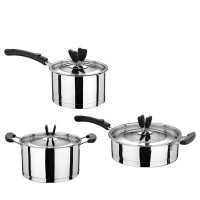 stainless steel flat bottom non-stick set of cooking pots with color box